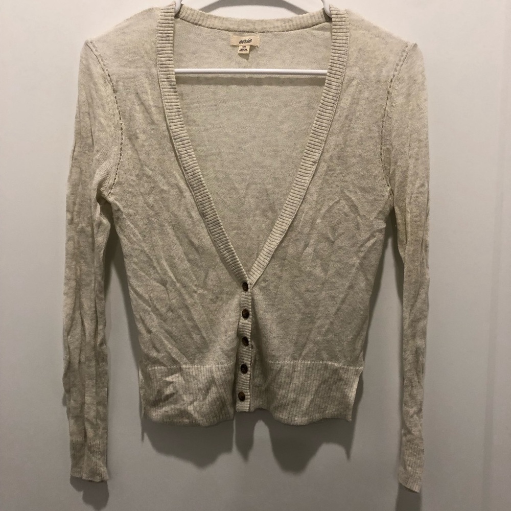 Aerie Cream Cardigan Sweater Lightweight Knit